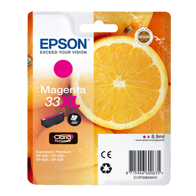 Tinta Epson 33XL Naranja color Magenta C13T33634010