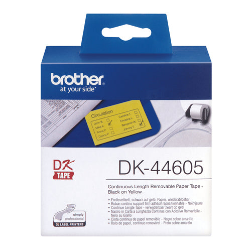 Brother DK-44605 Cinta Removible Amarilla 62mm 30.48m imagen 1