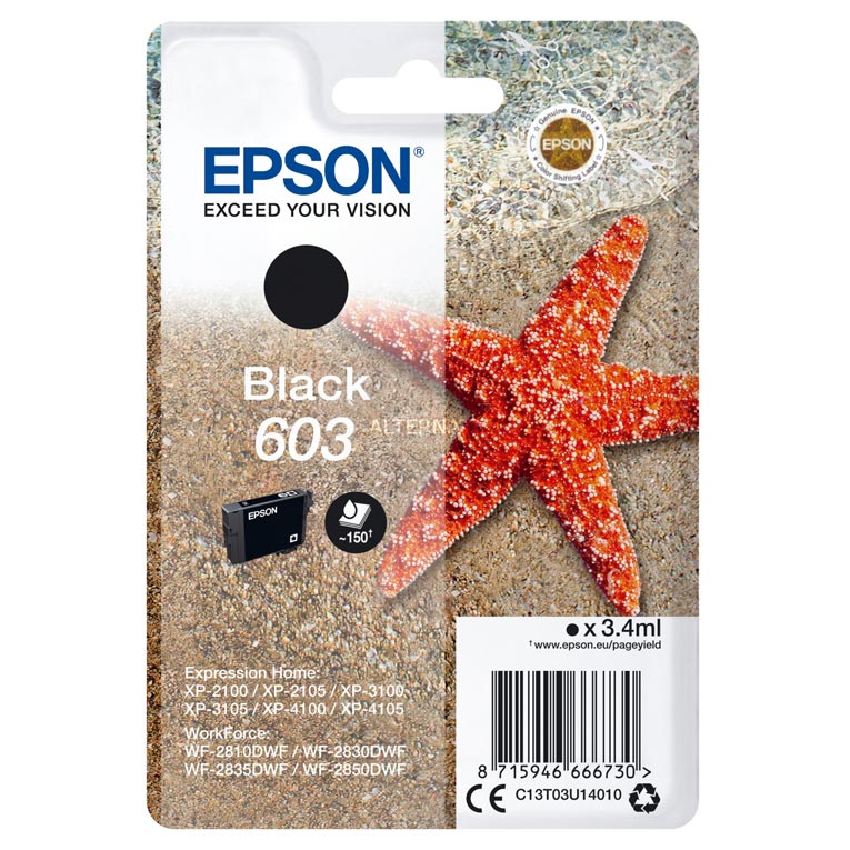 Tinta Epson 603 Estrella de Mar Negro C13T03U14010