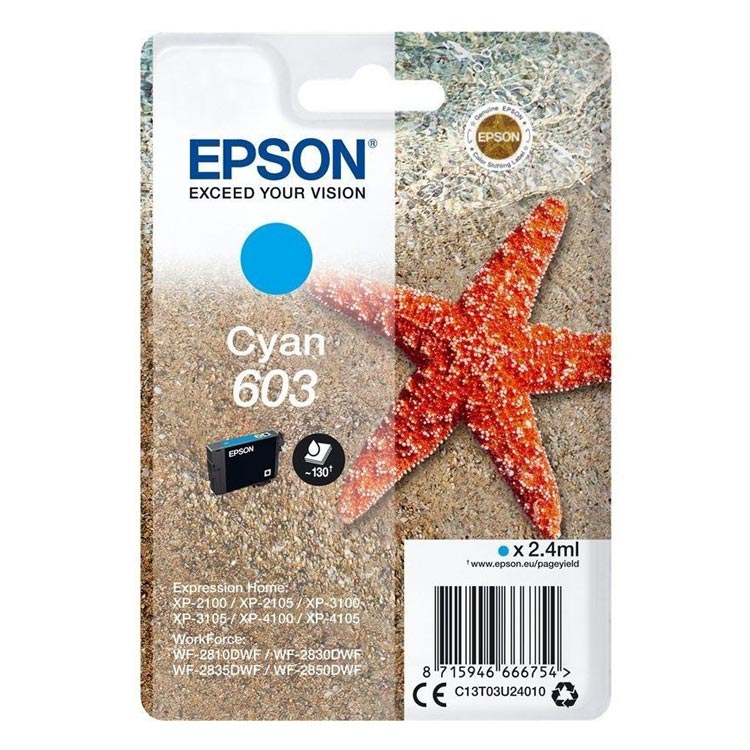 Tinta Epson 603 Estrella de Mar Cian C13T03U24010