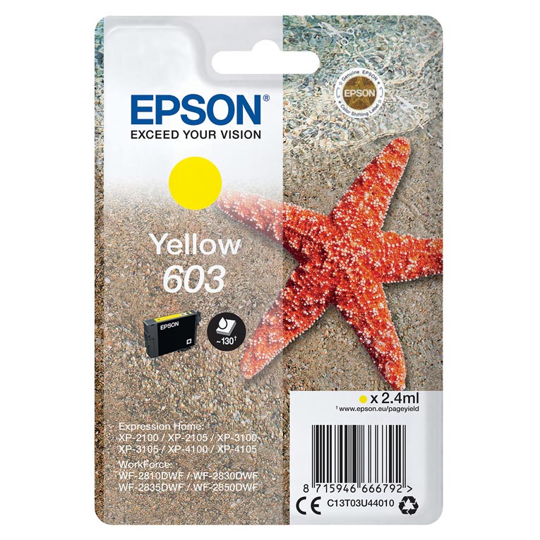 Tinta Epson 603 Estrella de Mar Amarillo C13T03U44010