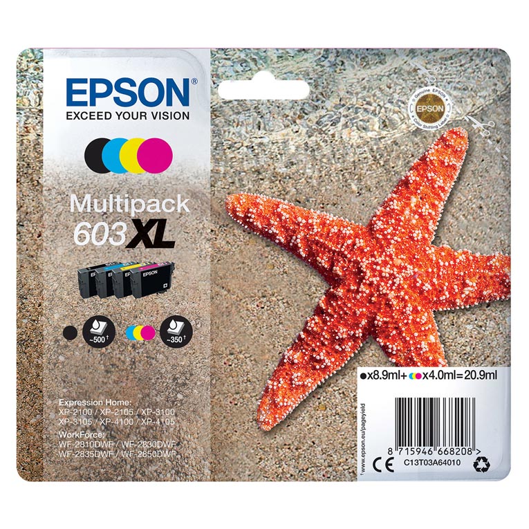 Tinta Epson 603XL Estrella de Mar Multipack Negro / Color