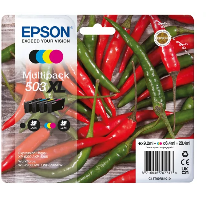 Multipack tinta Epson 503XL 4 colores pimientos