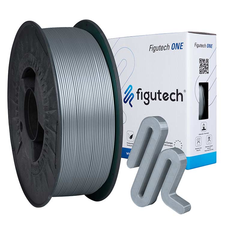 Figutech ONE Filamento PLA Plata 1.75mm 1Kg