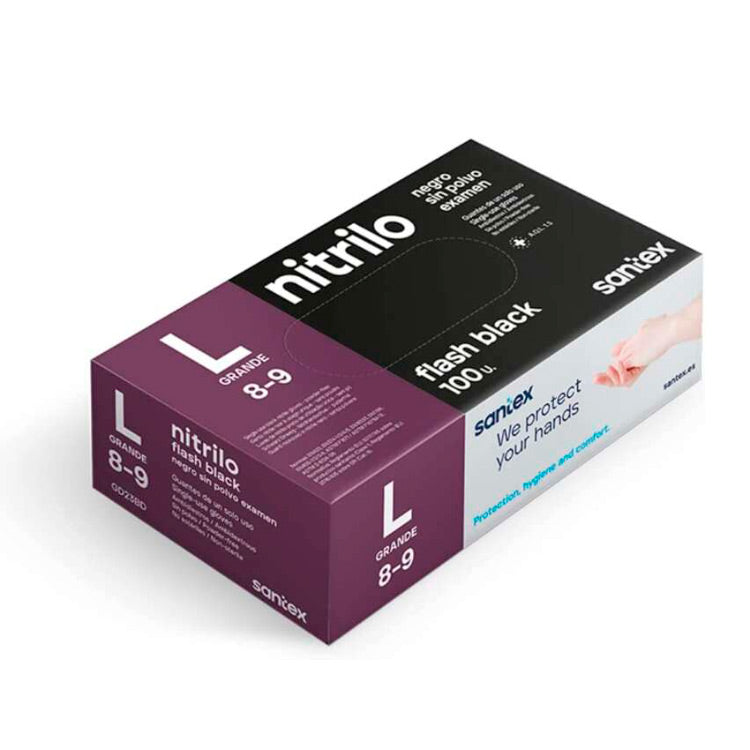 Guantes de Nitrilo Negro talla L Pack 100 uds