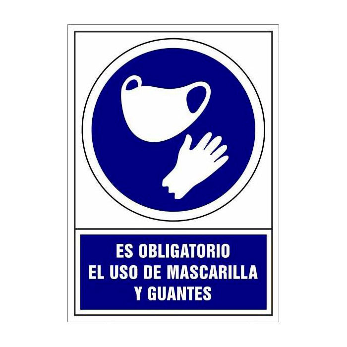 Señal Obligatorio uso de guantes y mascarilla 210x297mm