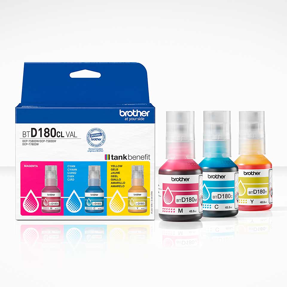 Pack tinta Brother BTD180CLVAL 3 colores