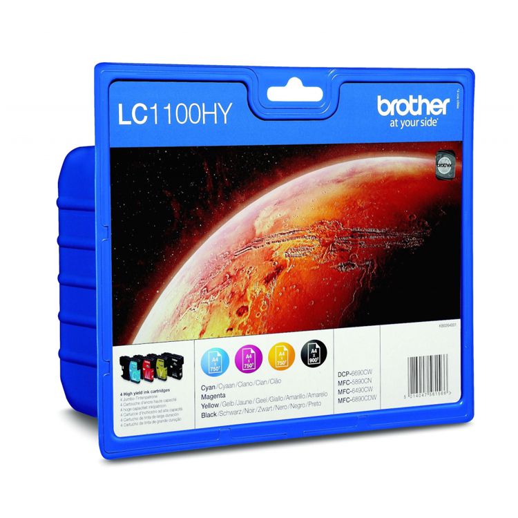 PACK 4 TINTAS COLORES BROTHER LC1100HYVAL ALTA CAPACIDAD