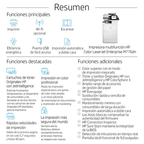 Hp Color Laserjet Enterprise MFP M776DN T3U55A imagen 5