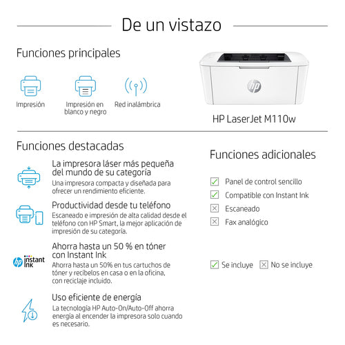 Impresora HP LaserJet M110w 7MD66F imagen 8