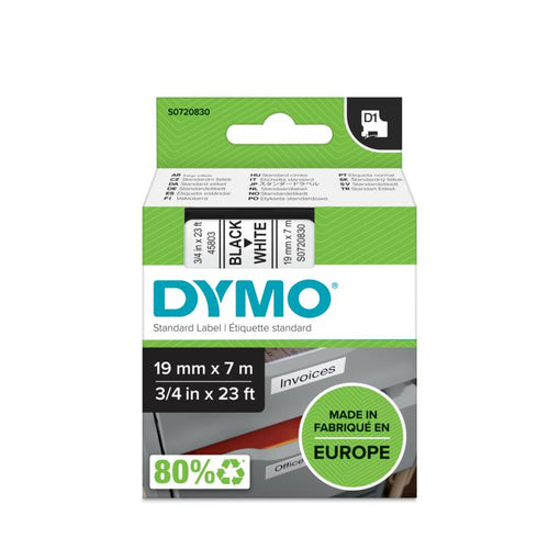 Dymo Cinta LM D1 19mmx7m Negro/blanco imagen 1