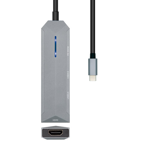 AISENS - USB-C DOCK 4 EN 1, USB-C A 1xHDMI, 2xUSB, 1xPD, GRIS, 15CM imagen 1