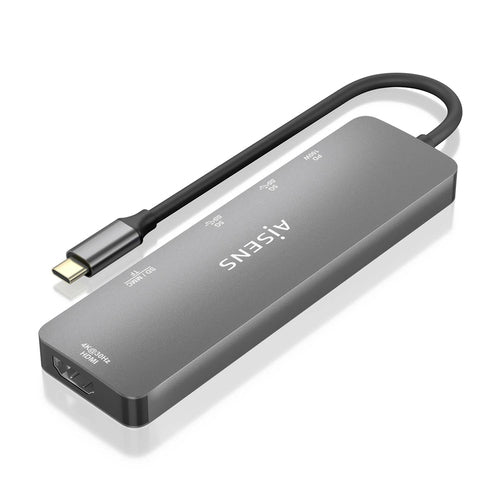 AISENS - USB-C DOCK 6 EN 1, USB-C A 1xHDMI, 2xUSB-A, 1xUSB-C PD 100W, 1xSD, 1xMICRO SD, GRIS, 15CM imagen 1