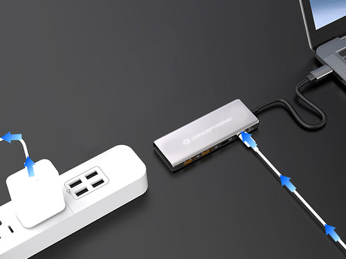 Conceptronic HUBBIES15G 4-Port USB 3.2 Gen 2 Hub, 10Gbps, USB-C x 2, USB-C a W Usb PD/Aluminum imagen 5