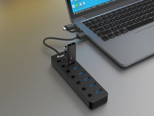 Equip Hub USB-C 3.2 Gen1 7xUSB-A Con Interruptores Adaptador USB-A y Alimentador imagen 2