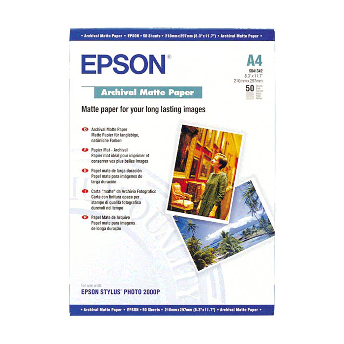 Papel Fotografico Epson Archival Matte A4 50 Hojas C13S041342