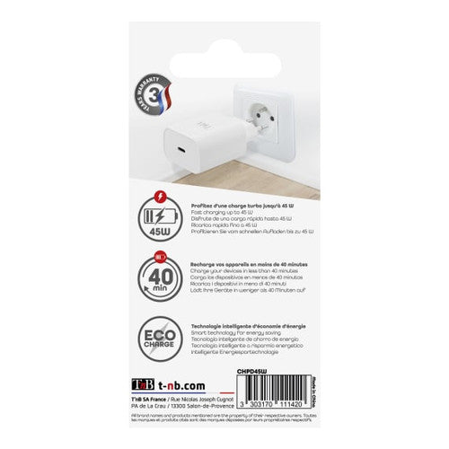 Cargador TNB CHPD45W 45W blanco imagen 5