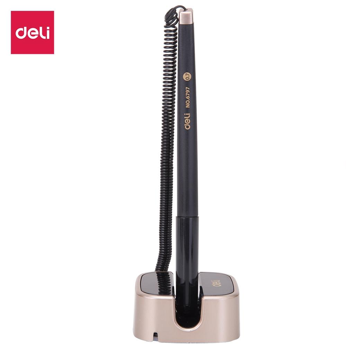 Bolígrafo Deli con Peana Adhesiva Punta 0,7mm Azul