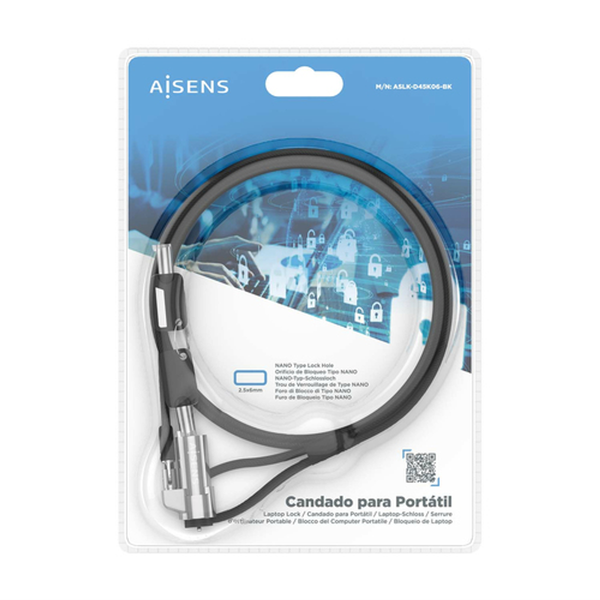 Cable de seguridad AISENS ASLK-D45K06-BK Negro - vista 7