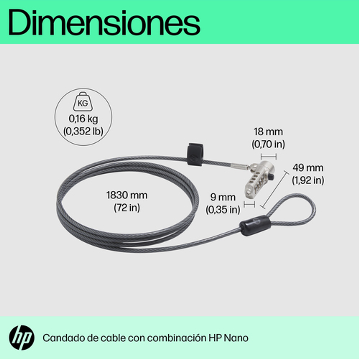 Cable de seguridad HP 63B28AA - vista 3