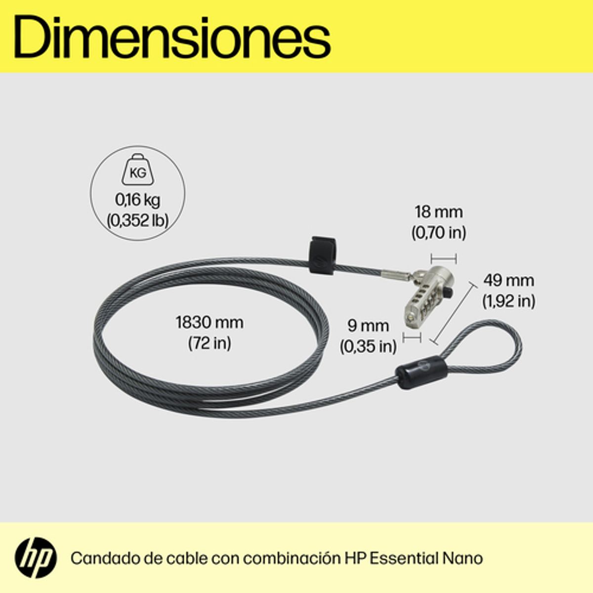 Cable de seguridad HP 63B31AA - vista 5