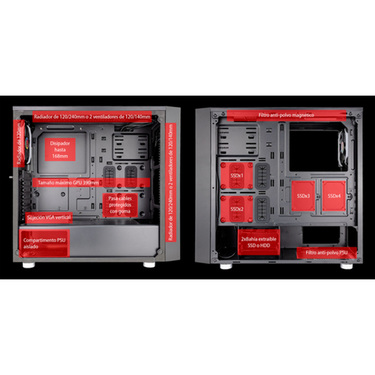 Caja para PC Talius ATX gaming Auriga cristal templado USB 3.0 - vista 6