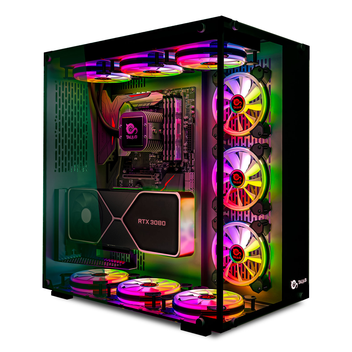 Caja para PC Talius ATX gaming Cronos Negra RGB cristal