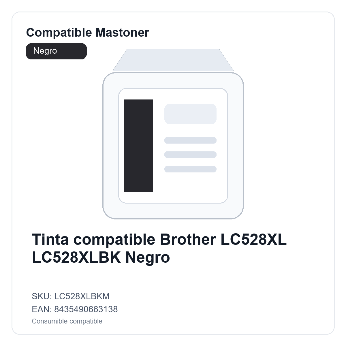 Tinta compatible Brother LC528XL LC528XLBK Negro