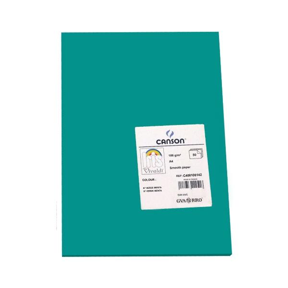 Cartulina Canson Pack de 50 185g A4 Verde Menta
