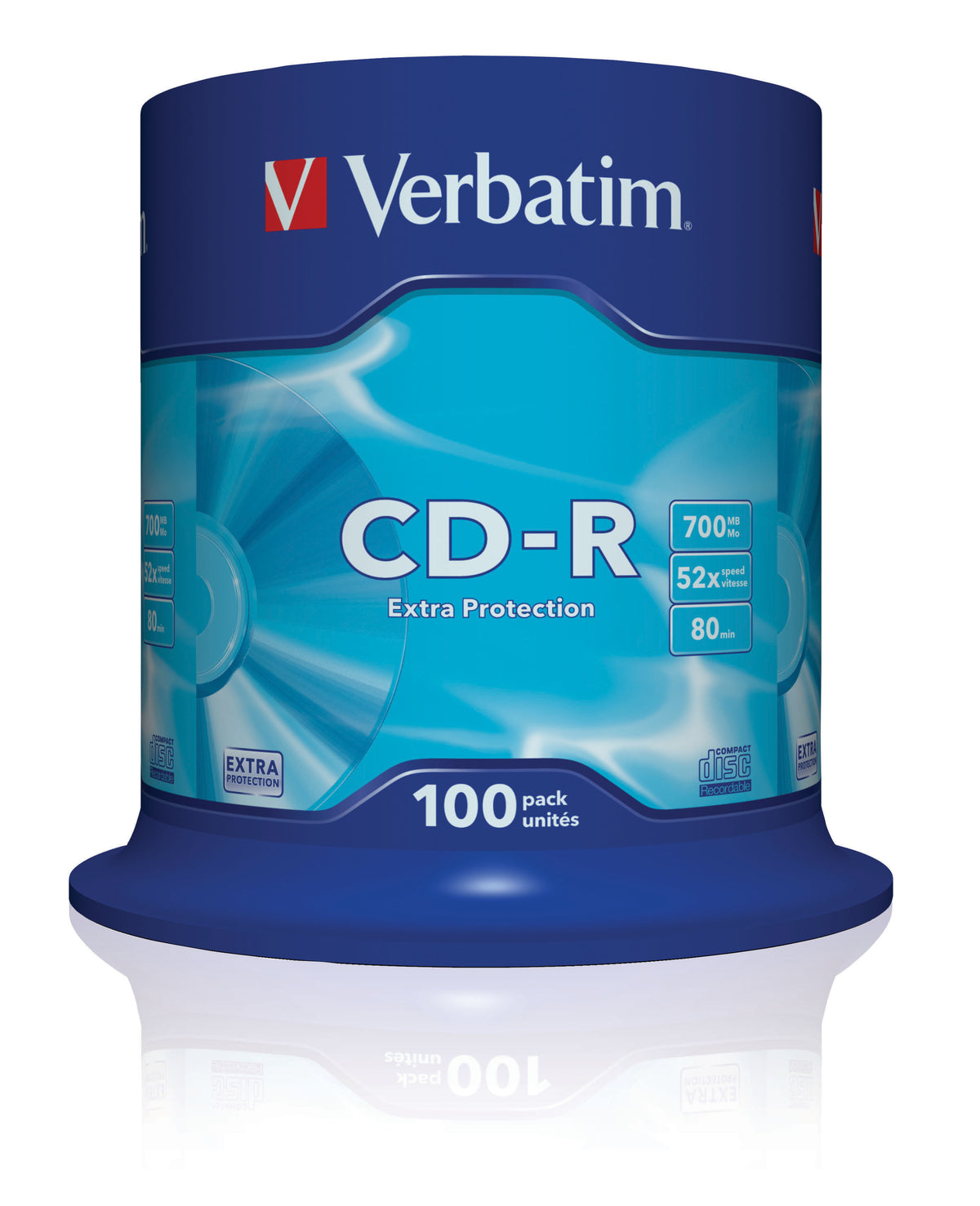 CD-R Verbatim 43411 700MB 48x Extra Protection DataLife, 100 unidades