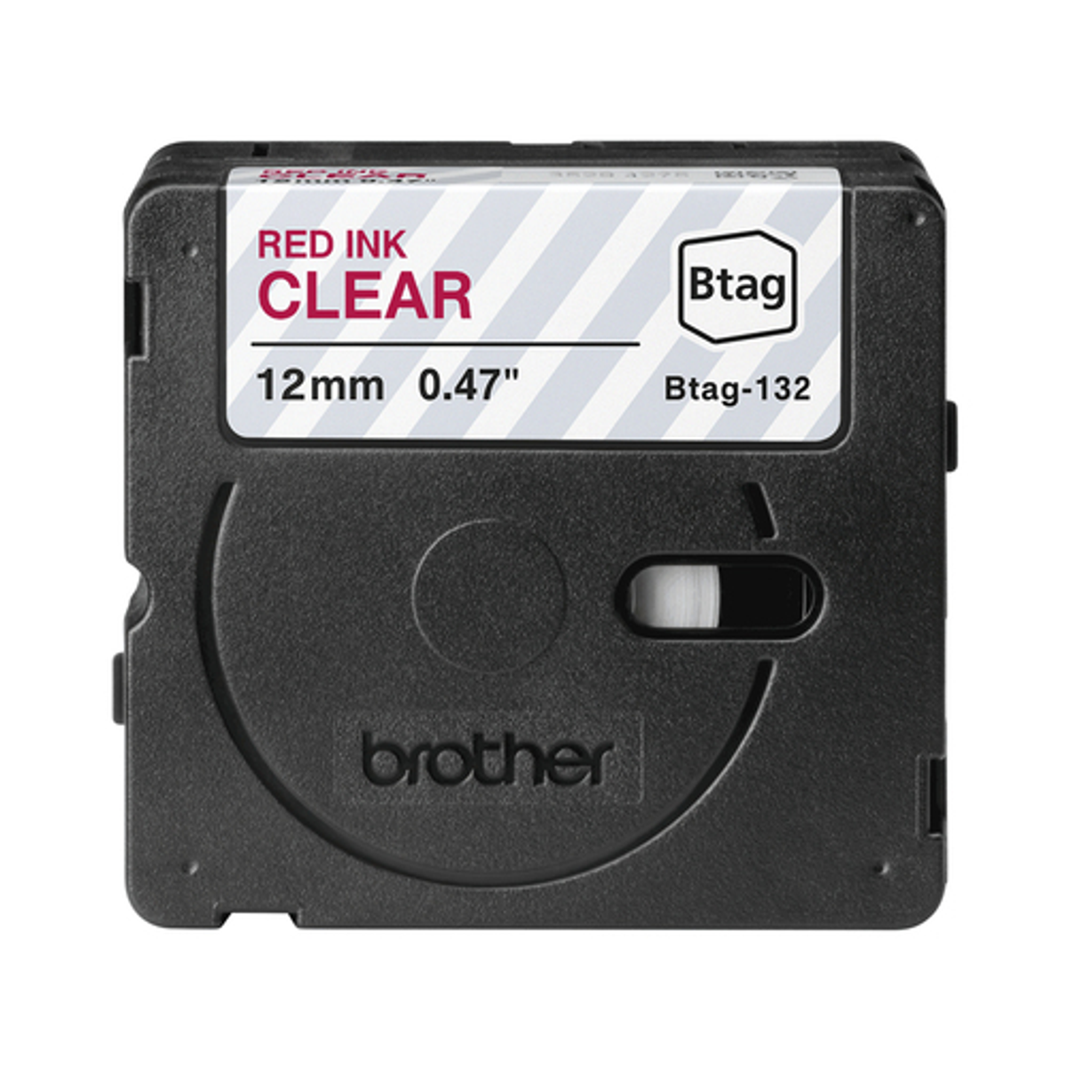 Cinta para rotuladora Brother 12 mm Rojo sobre transparente BTAG132 - vista 2