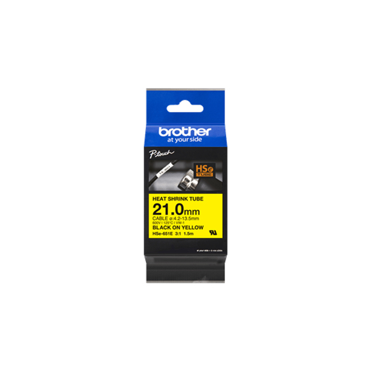 Cinta para rotuladora Brother Negro sobre amarillo HSE651E