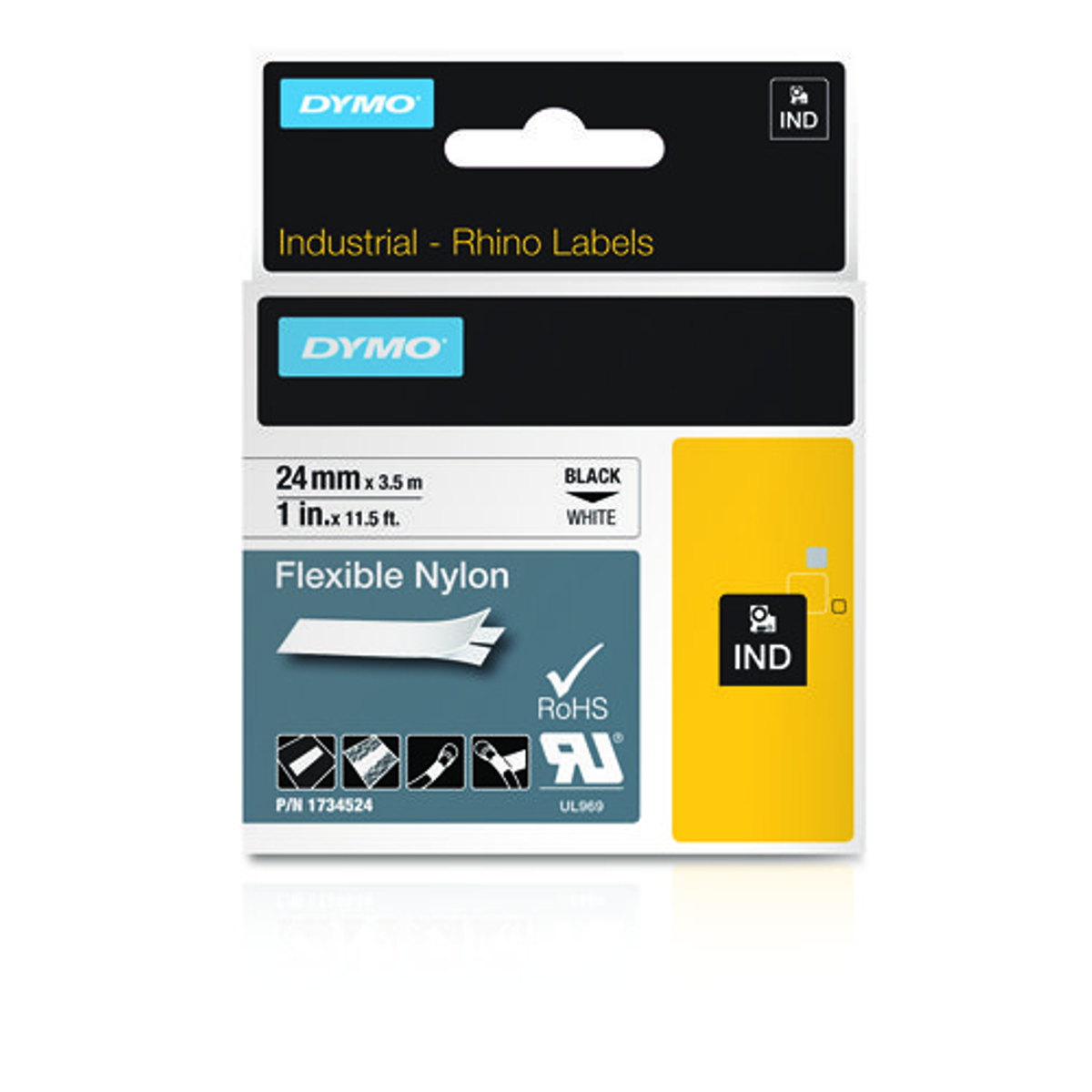 Cinta para rotuladora Dymo 24 mm Negro sobre blanco 1734524