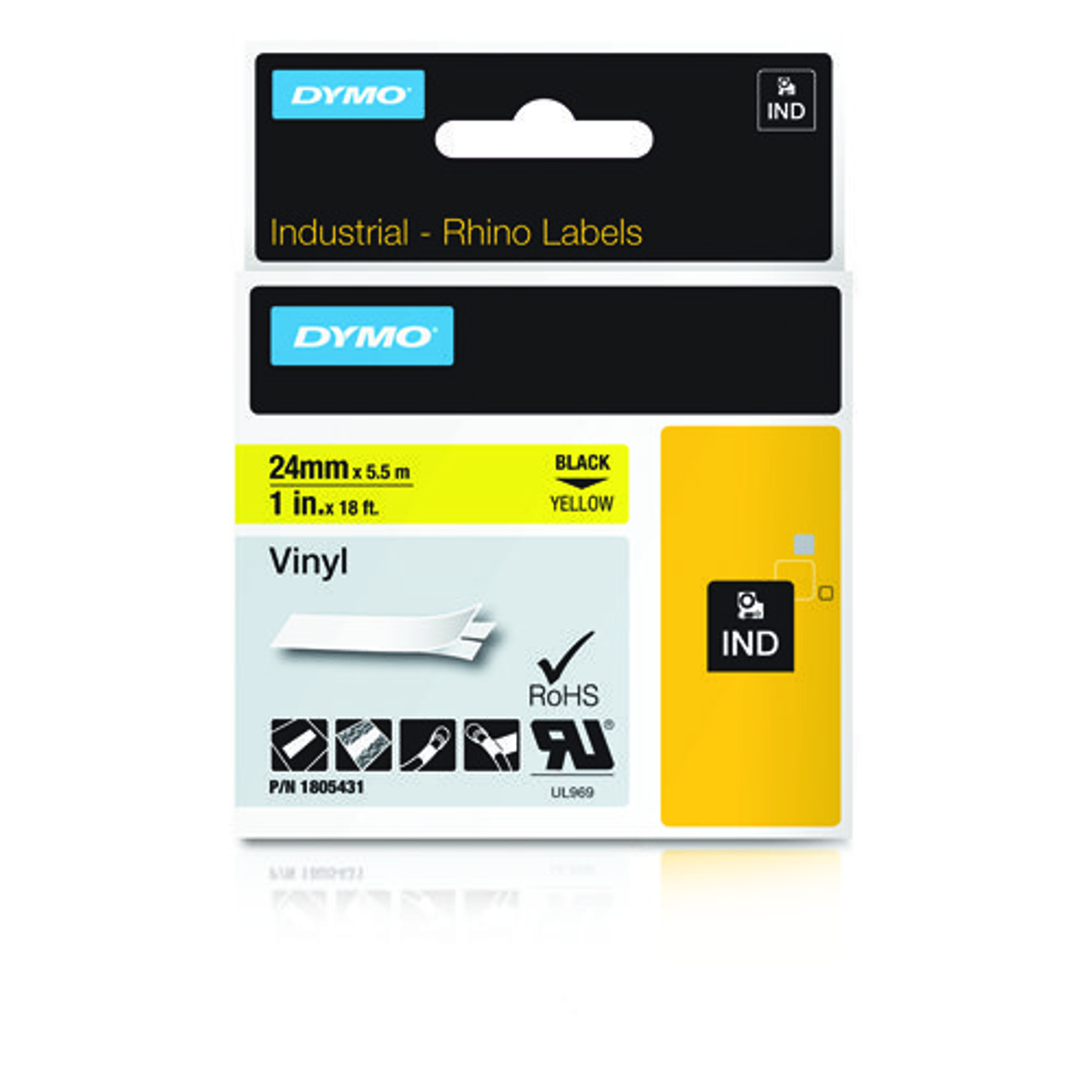 Cinta para rotuladora Dymo 24 mm Negro sobre amarillo 1805431