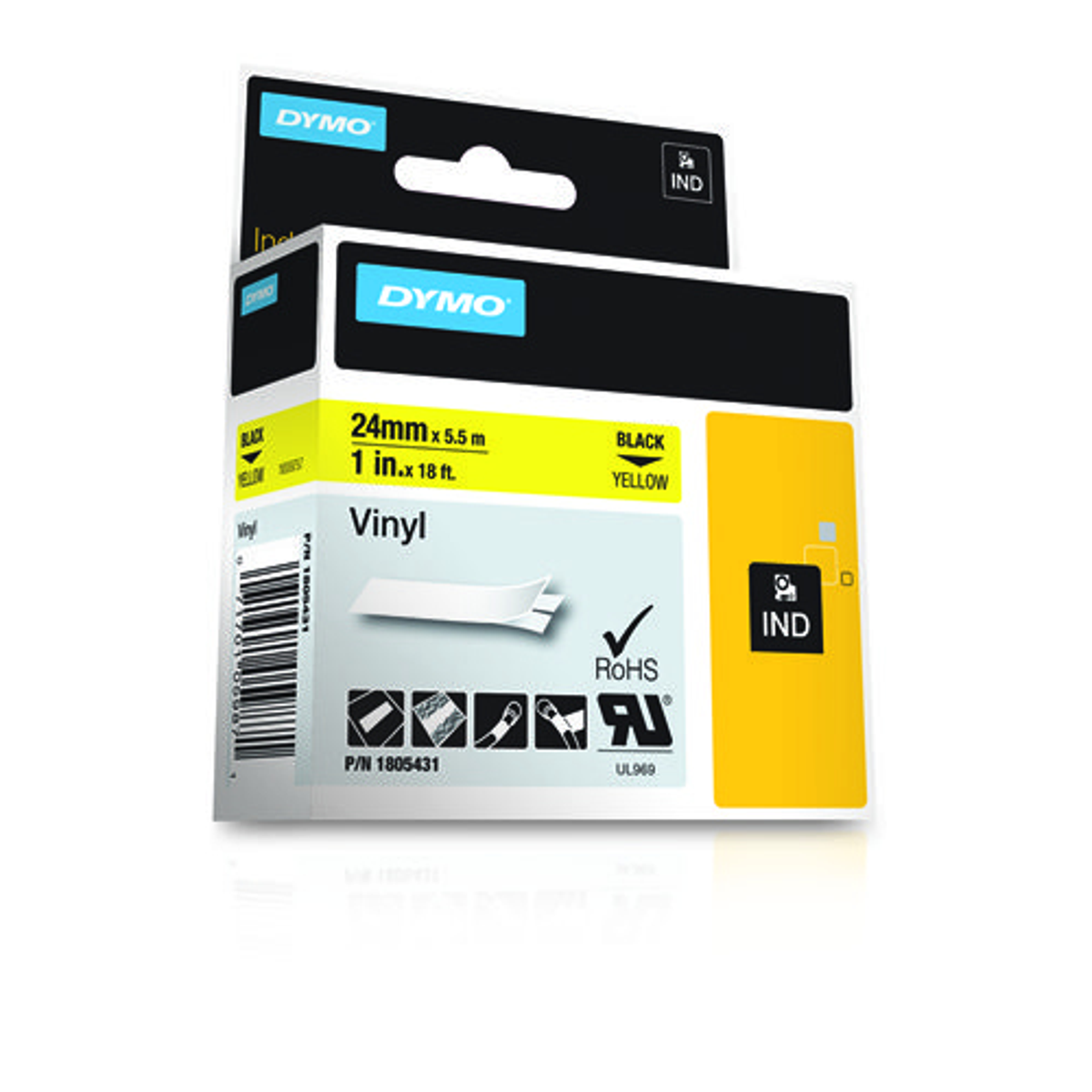 Cinta para rotuladora Dymo 24 mm Negro sobre amarillo 1805431 - vista 3