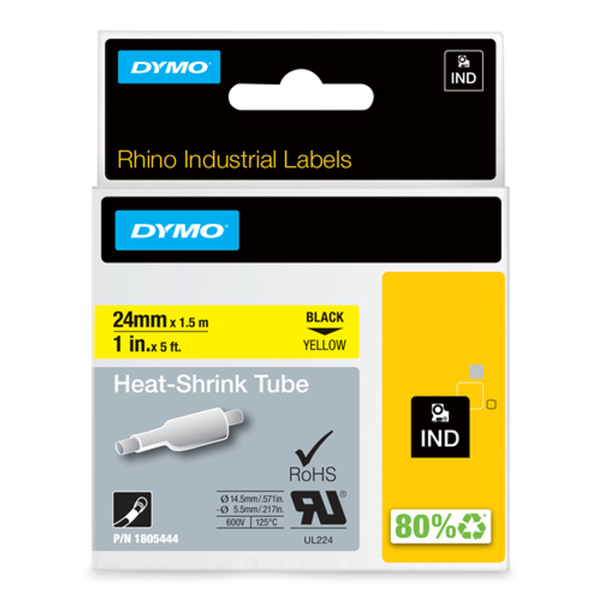 Cinta para rotuladora Dymo 24 mm Negro sobre amarillo 1805444 - vista 2