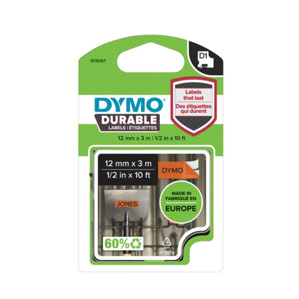Cinta para rotuladora Dymo 12 mm Negro sobre naranja 1978367 - vista 2