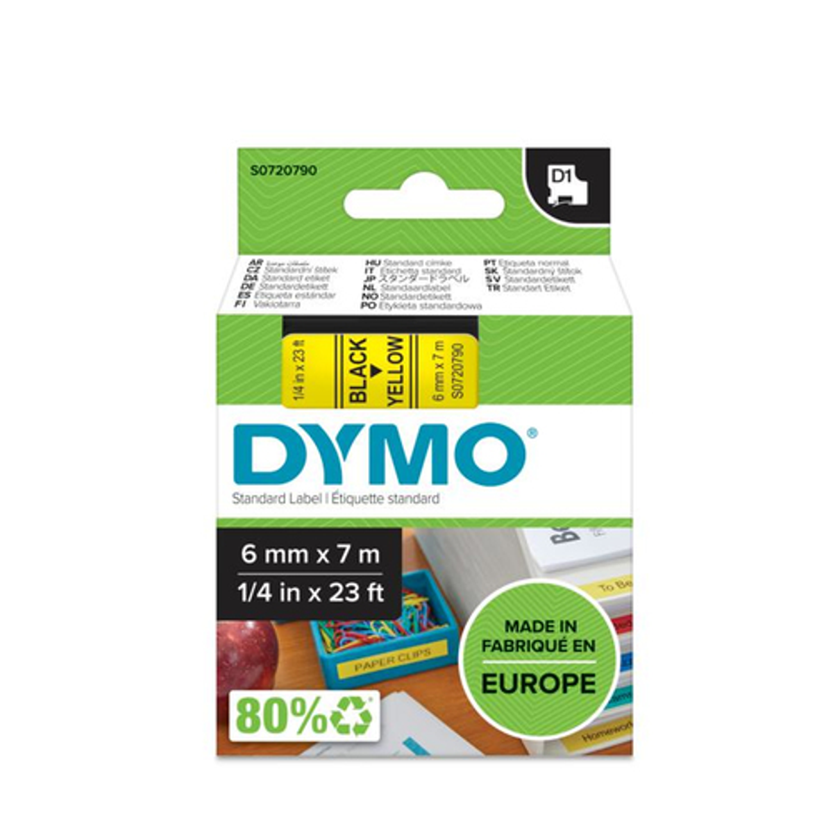 Cinta para rotuladora Dymo 6 mm Negro sobre amarillo S0720790 - vista 2