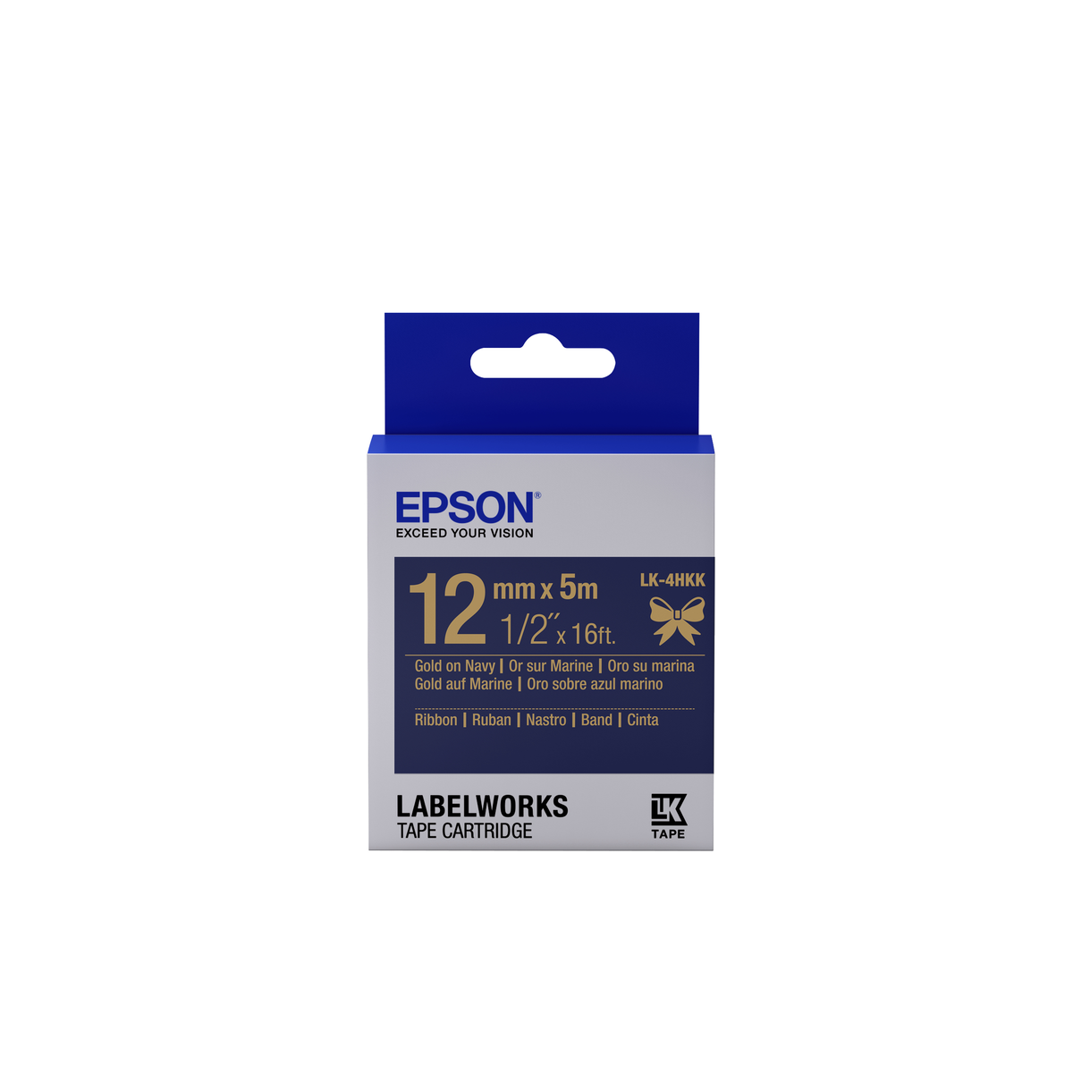Cinta para rotuladora Epson 12 mm Dorado sobre azul marino C53S654002
