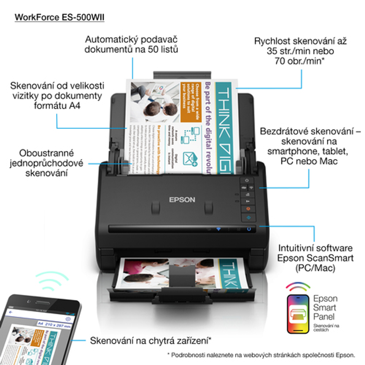 Escáner documental Epson WorkForce ES-500WII - vista 4