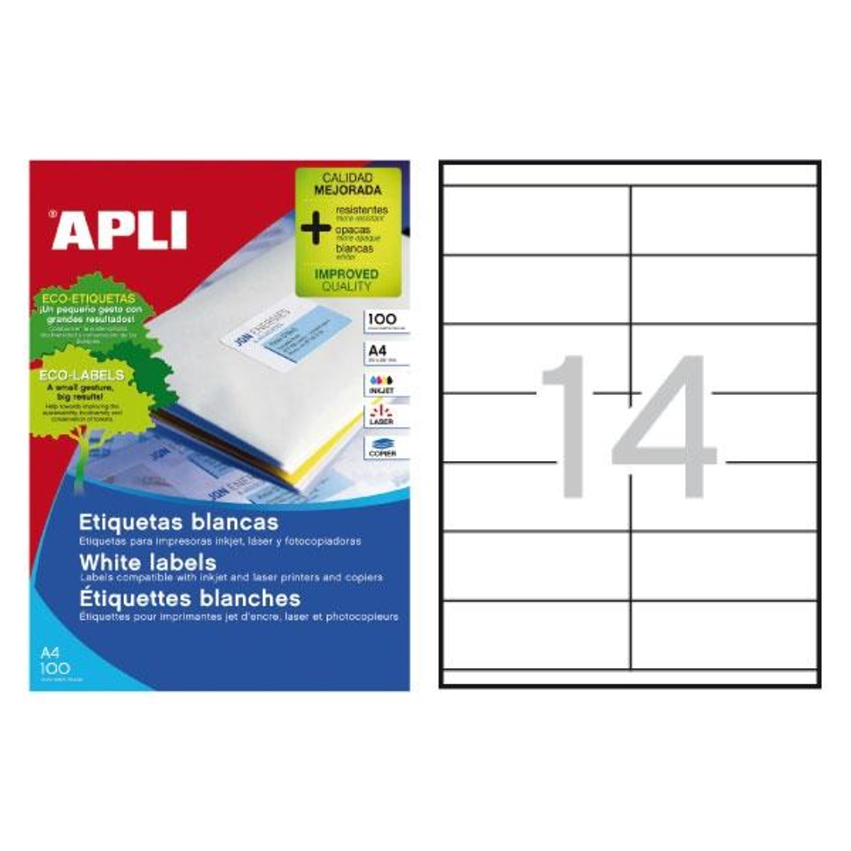 Etiqueta adhesiva Apli 105 × 40 mm Blanco 1275