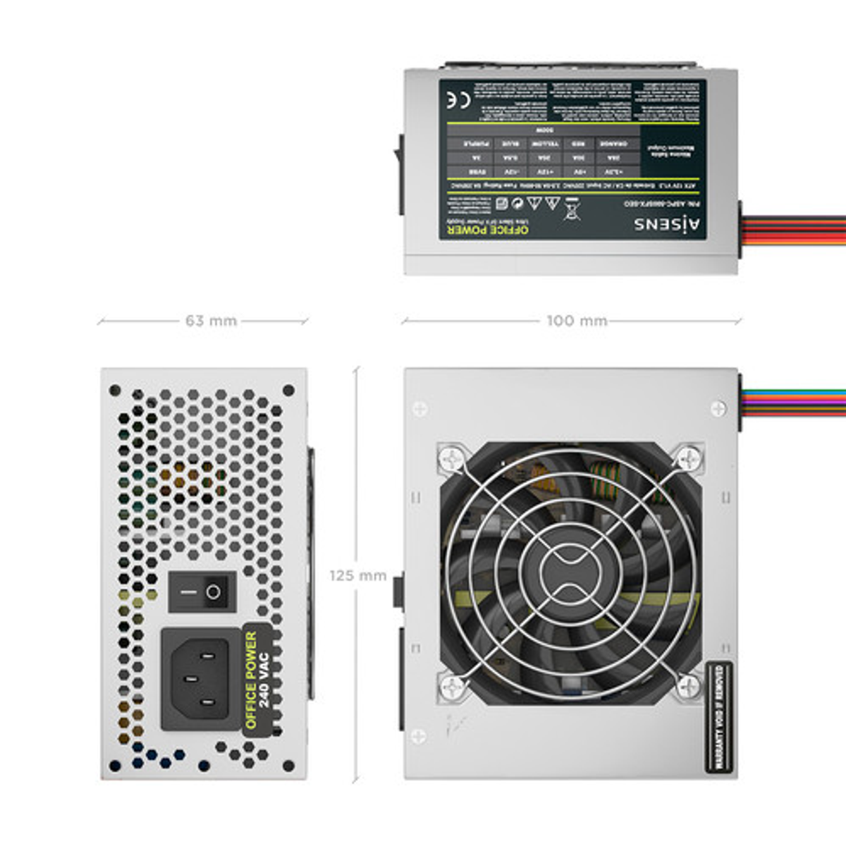 Fuente de alimentación AISENS SFX 500W OEM Plata - vista 3