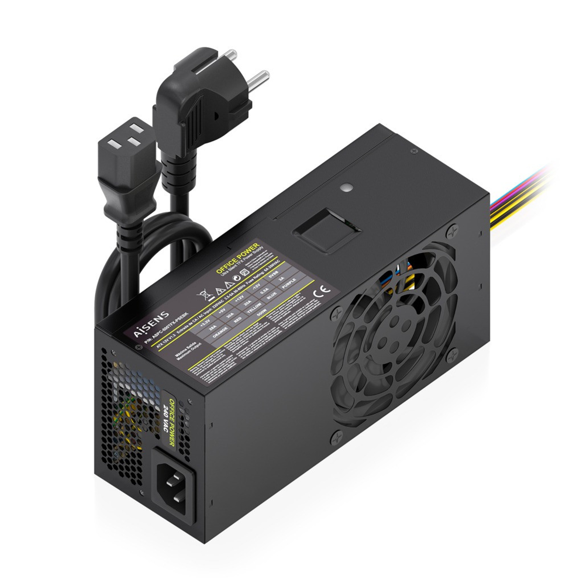 Fuente de alimentación AISENS TFX 500W con cable Negra
