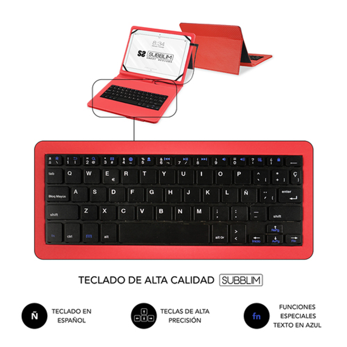 Funda con teclado Subblim SUB-KT1-USB002 10,1" Rojo - vista 4