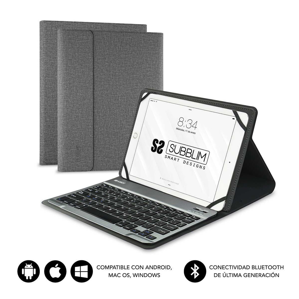 Funda con teclado Subblim SUB-KT2-BT0002 10,1" Gris
