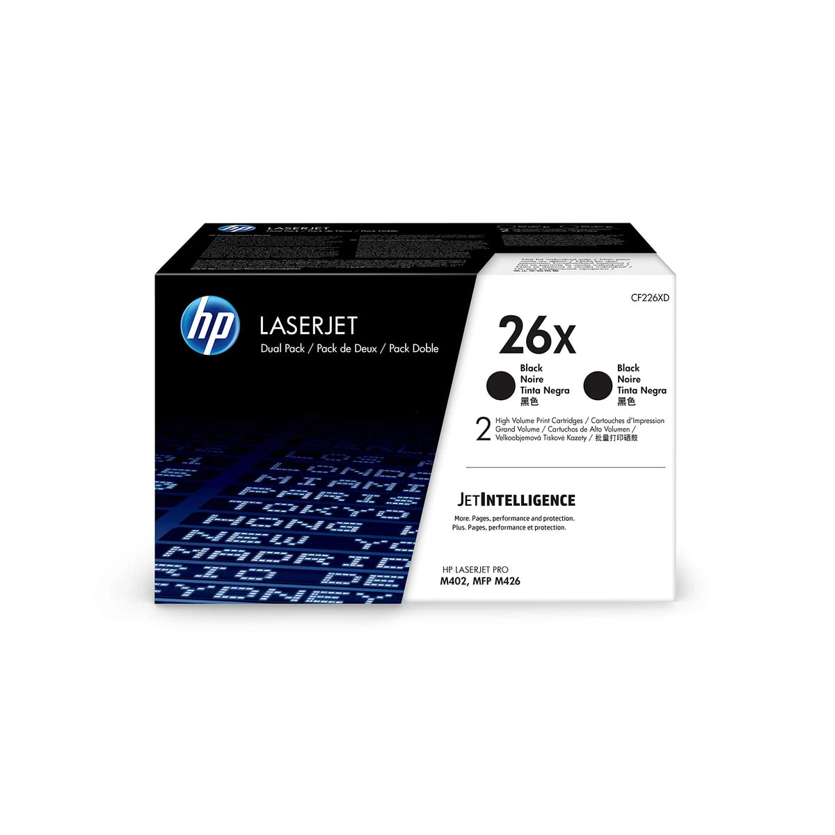 Pack de 2 cartuchos de tóner HP 26X CF226XD negro original.
