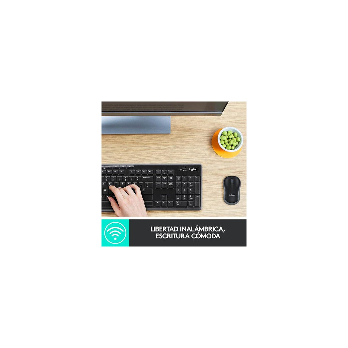 Kit teclado y ratón Logitech MK270 inalámbrico español negro, vista 3
