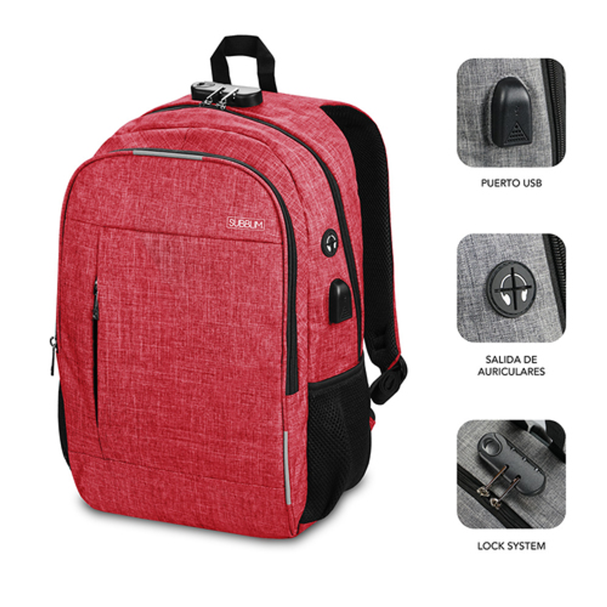 Mochila para portátil Subblim SUB-BP-1UL0002 16" Rojo - vista 2
