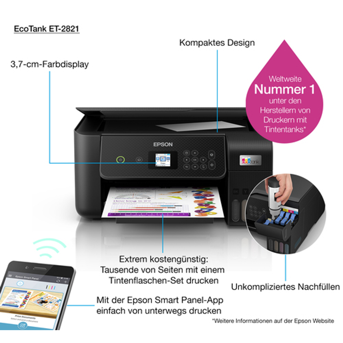 Impresora multifunción Epson EcoTank ET-2821 Inyección de tinta Monocromo - vista 14