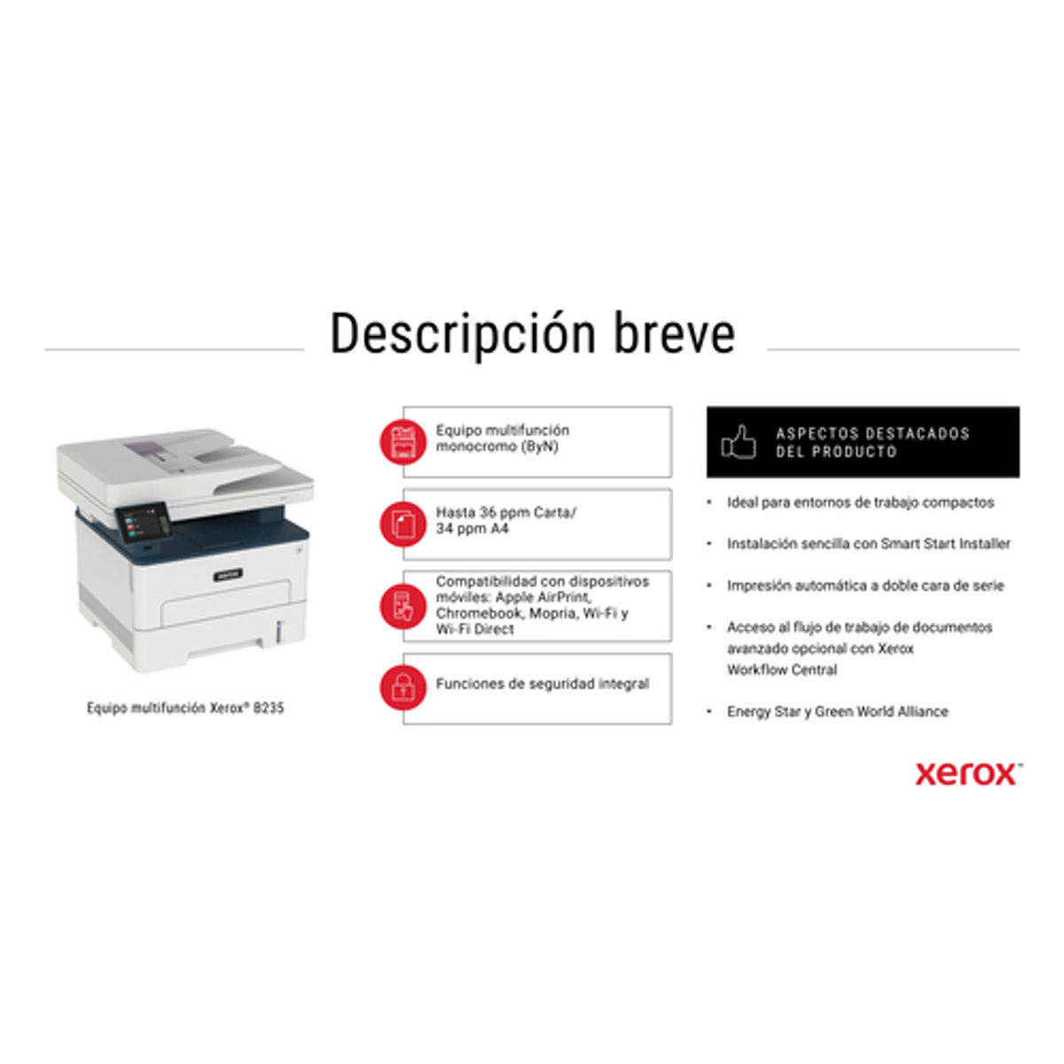 Impresora multifunción Xerox B235V_DNI Láser Monocromo - vista 8